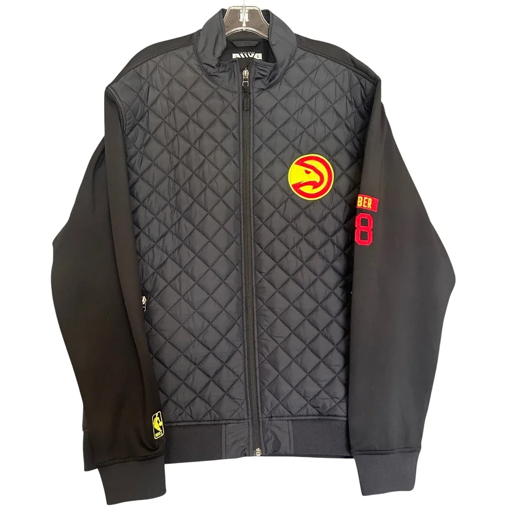 Atlanta Hawks Levelwear NBA Men Black Quilted Hybrid Full Zip Jacket Size Large